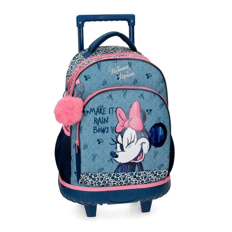 MOCHILA ESCOLAR C/RODAS DISNEY MINNIE MAKE IT RAIN BOWS 43CM