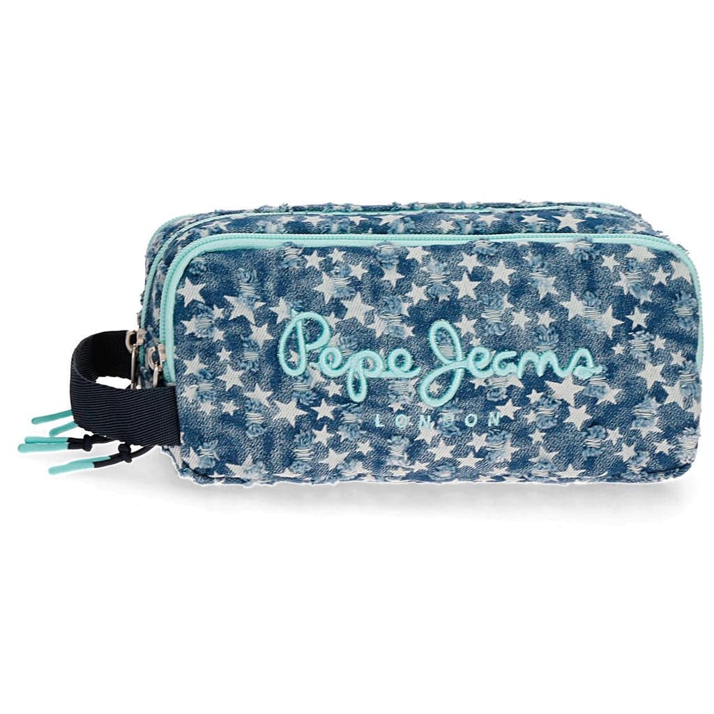 Pepe Jeans Estojo Escolar Denim Star Azul Triplo