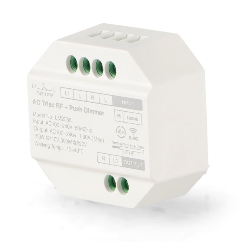 Dimmer LED TRIAC RF + botão de pressão