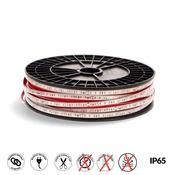 Ledme Fita LED 230Vac Smd2025 Ecofast 10W/m Ip65 Vermelho