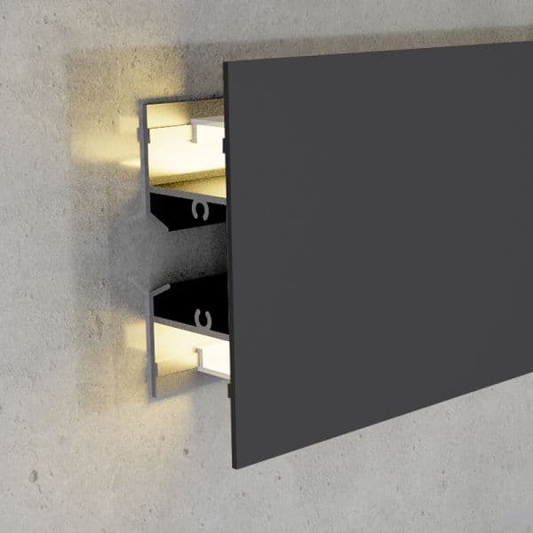 Ledme Perfil de alumínio lacado preto Gote XL 2 metros preto