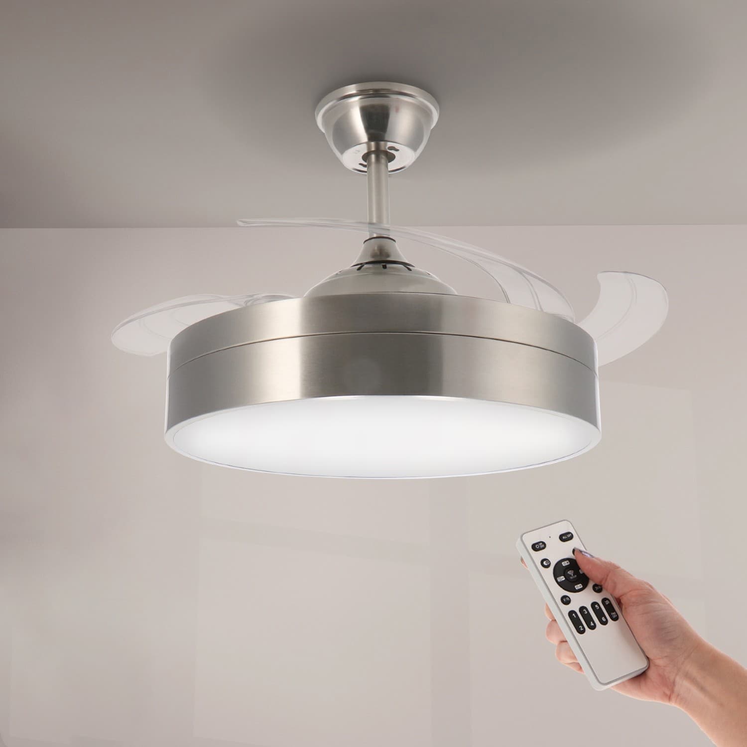 Ventoinha de Teto LED MEsse Níquel