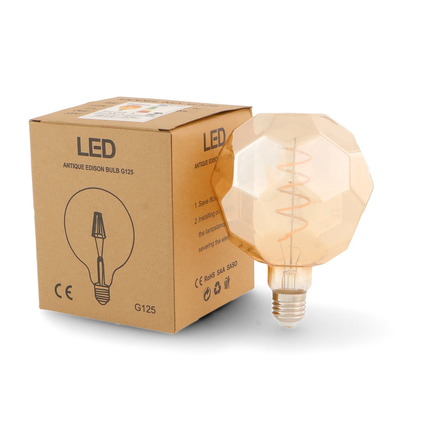 Ledme Lâmpada LED Filamento E27 ST64 6W Âmbar 2300K