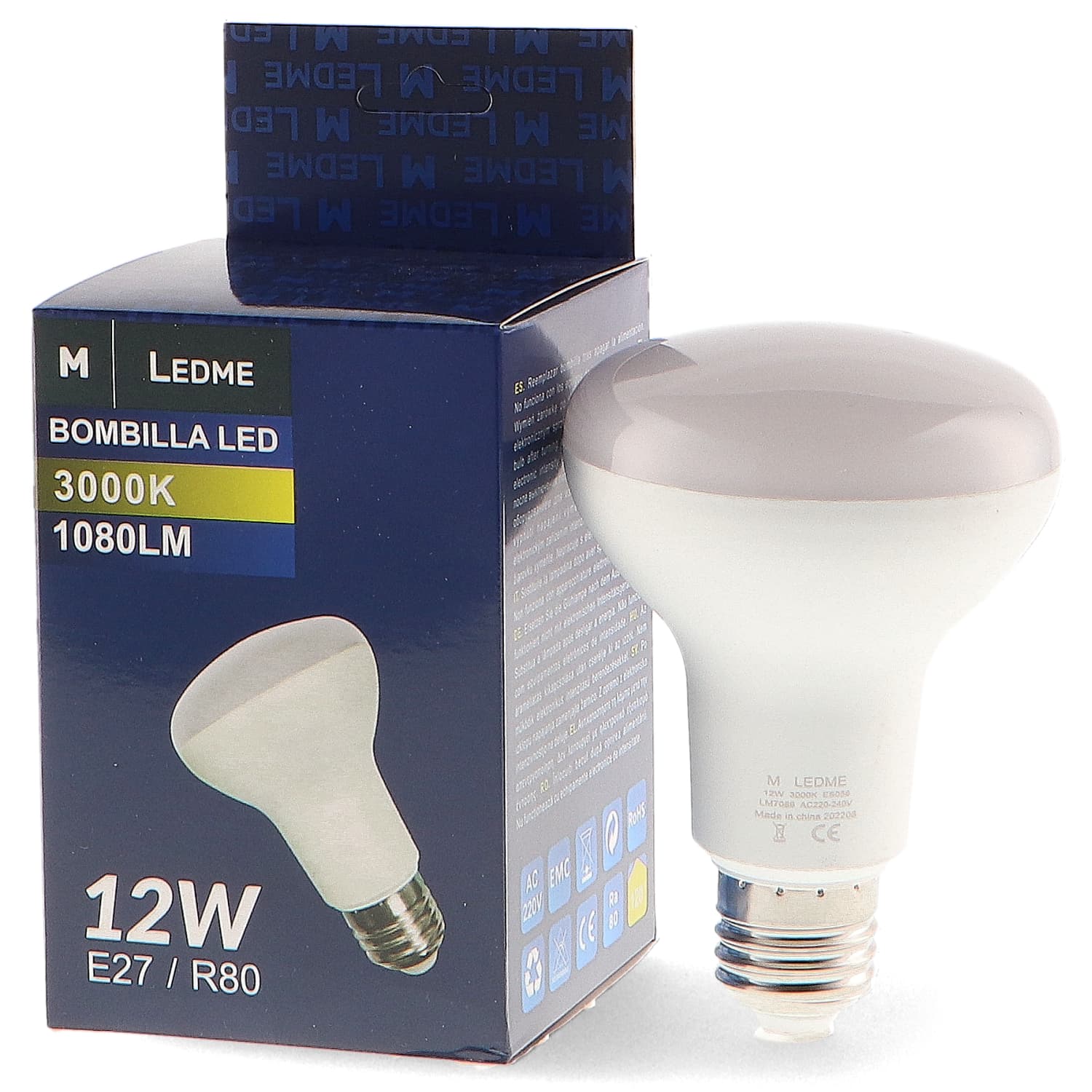 Ledme Lâmpada LED Filamento Espiral E27 Garrafa 70 mm 4W Âmbar