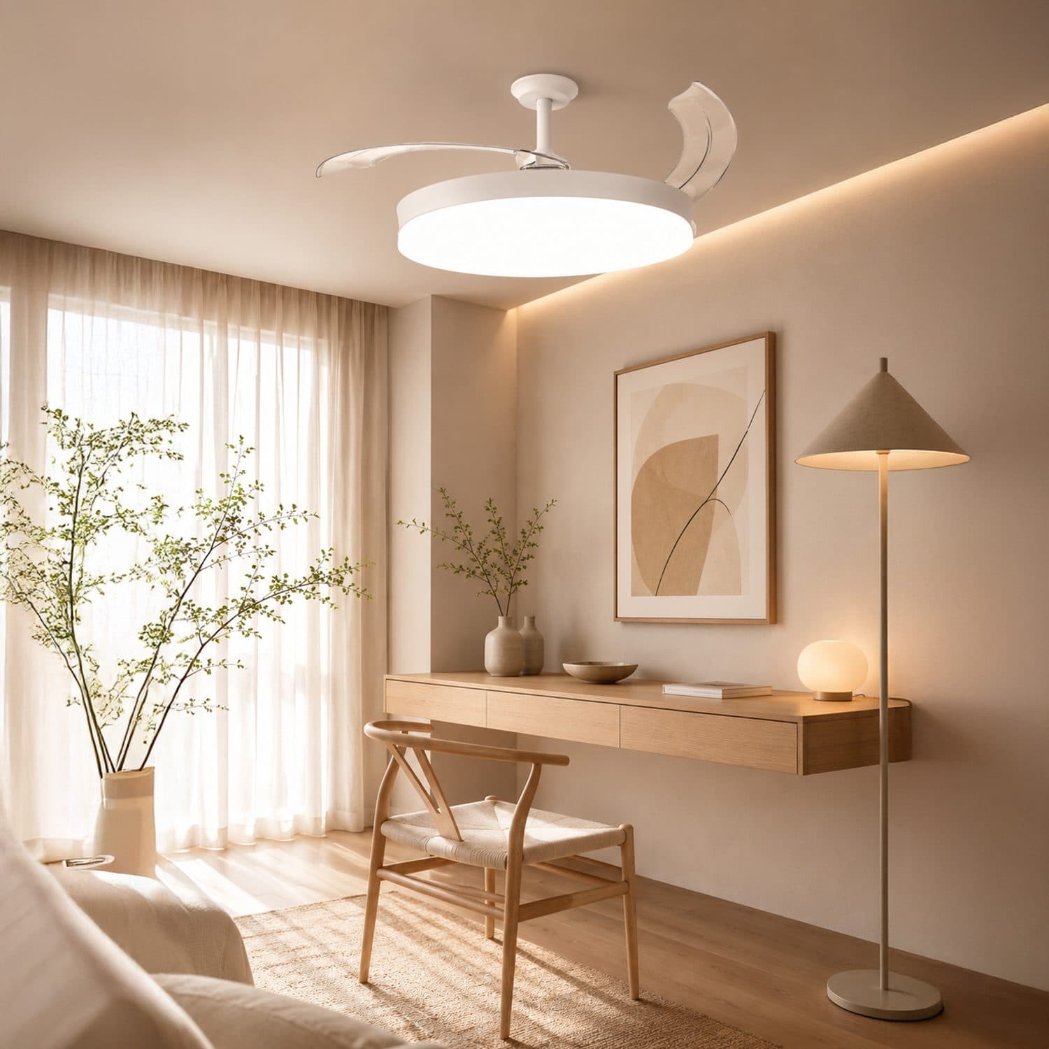 Ventoinha de Teto LED White Guadix Ø107 cm