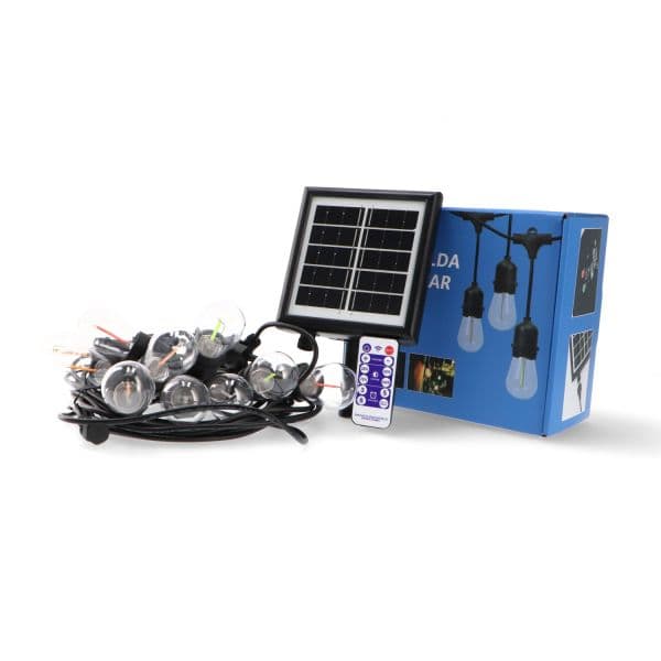 LEDME Guirlanda led Solar 3w com 10 Lâmpadas Exteriores E27 Ip65 Rgb