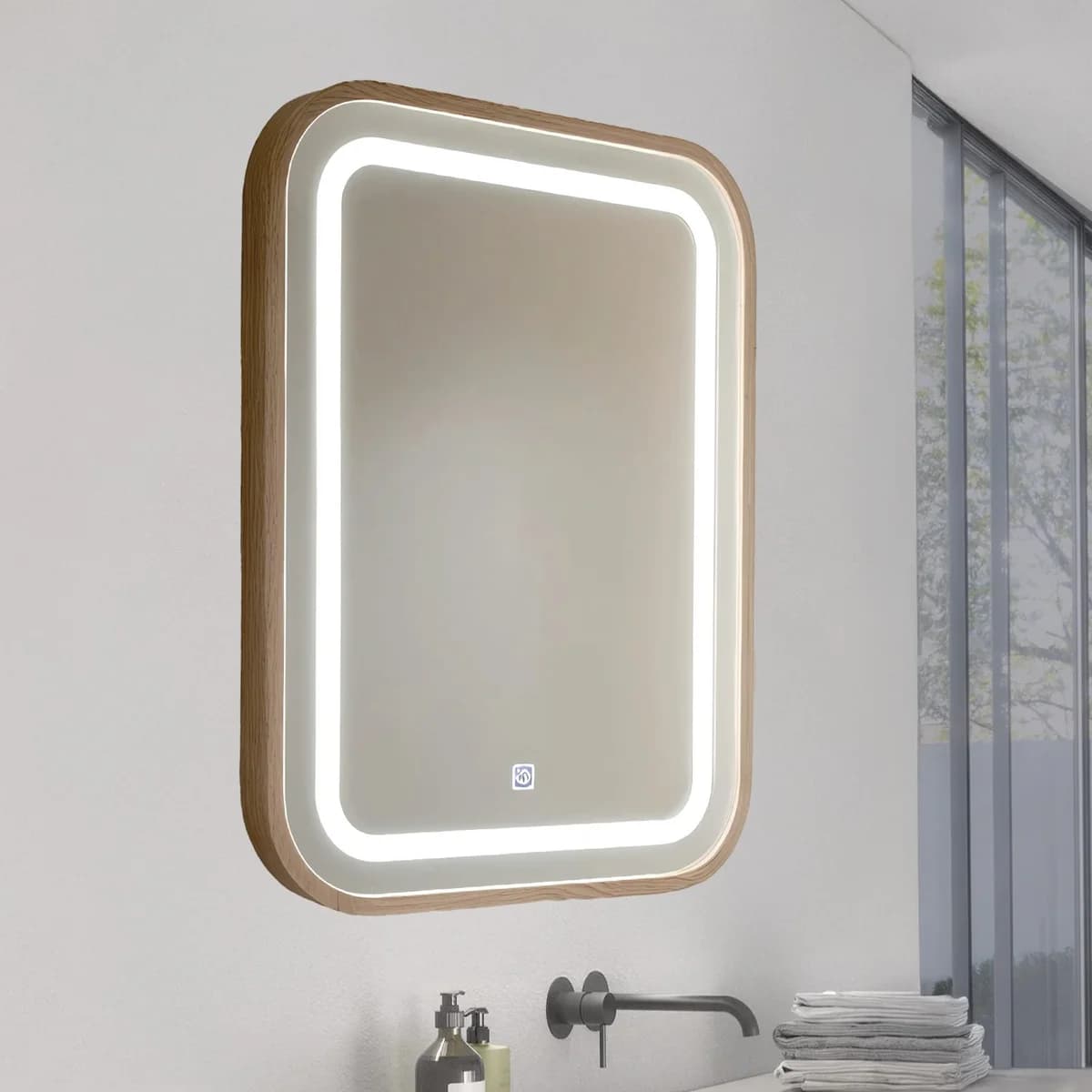 Espelho LED para casa de Banho 15W Wood Square CCT