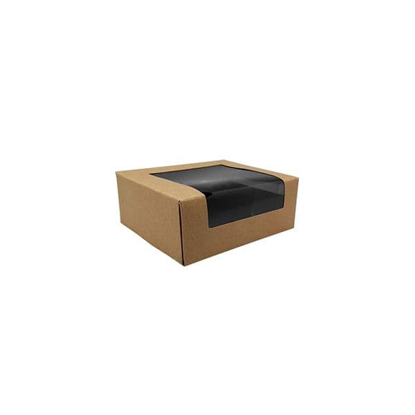Paper Caixa Kraft Preto Janela Sushi 12x10x4,5cm 100un