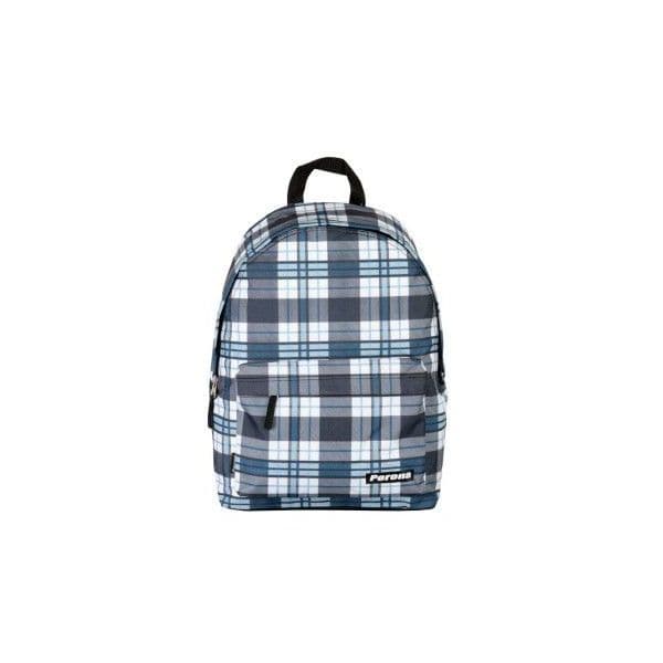 Perona Mochila Xadrez 42cm Azul/Preto