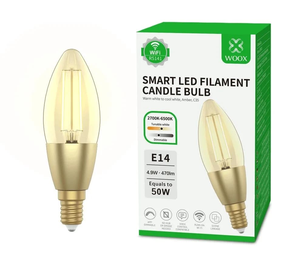 Woox Lâmpada Inteligente Vela E14 R5141 Wi-Fi 2700K-6500K Dimmable