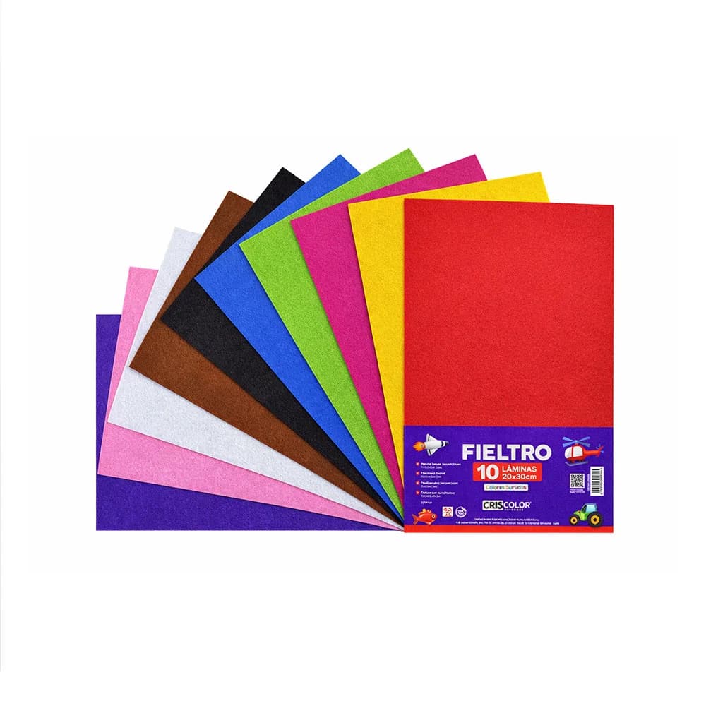 Papel de Feltro Trabalhos Manuais 200x300mm 10 Folhas (1 Uni.)