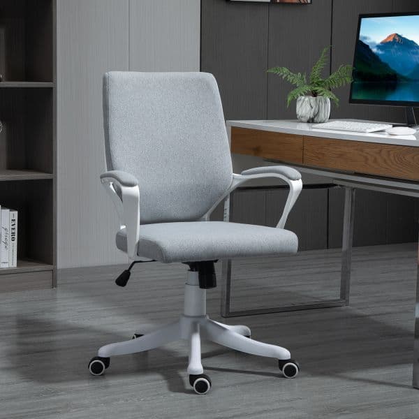 Vinsetto Cadeira de Escritório Giratória Ergonómica Altura Ajustável Apoio de Braço Acolchoado e Apoio Lombar Máx. 120 Kg 62x69x92-102 cm Cinza - 921-536GY