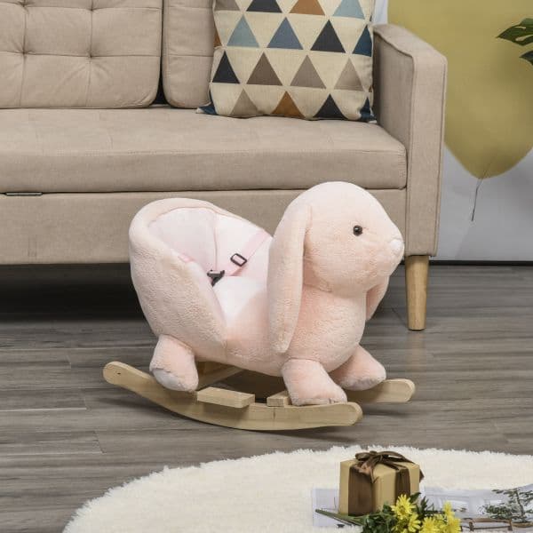 Homcom Baloiço Infantil com Forma de Coelho 60x33x50cm Rosa