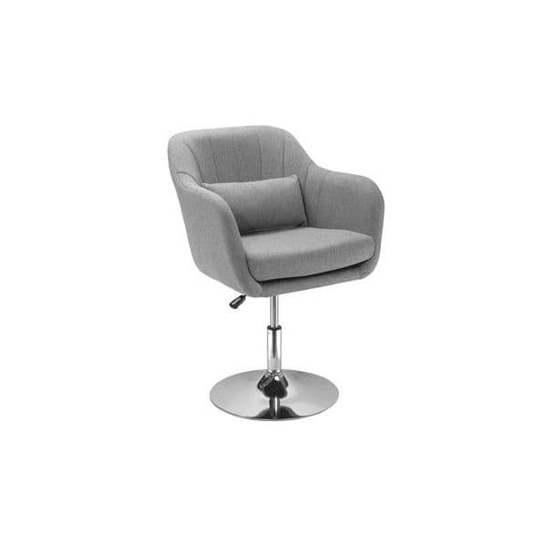 Homcom Cadeira Giratória 360° Tamborete de Bar Cozinha Cabeleireiro Encosto Envolvente Altura Ajustável Apoio Braços e Almofada 57x57x77,5-87cm Cinza - 833-757