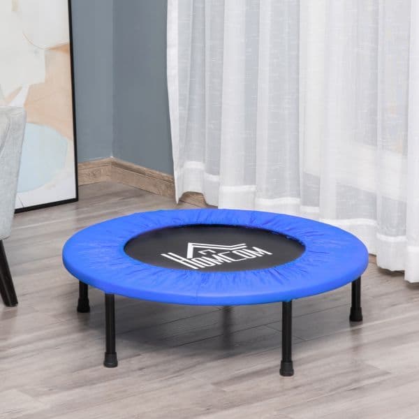 HomHomCom Trampolim de Aço com 28 Molas 81cm Protetor de Borda Incluido Preto e Azul