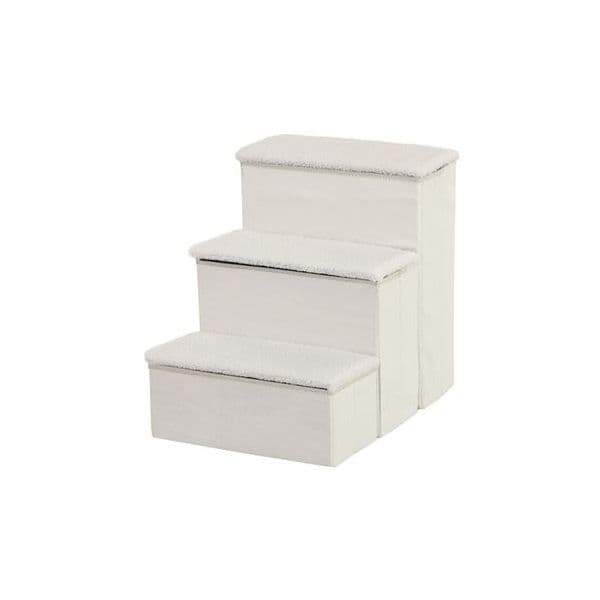 Pawhut Escada de 3 Degraus Dobrável com Tampa e Espaço de Armazenamento Escada 40x54x48cm Branco