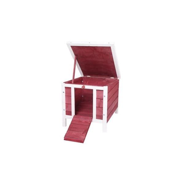 Pawhut Coelheira de Madeira Exterior Coelheira Roedores Pequenos com Teto Asfáltico 42x51x43cm Vermelho