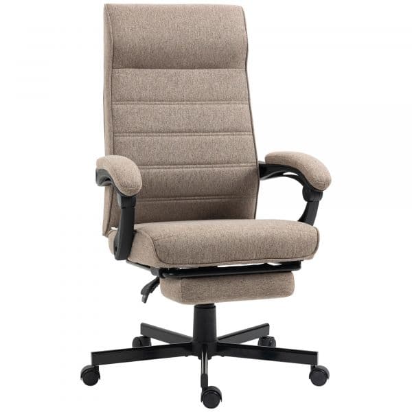 Homcom Cadeira Reclinável Altura Ajustável Apoio Braços Apoio Pés Retrátil 68x67x106-114cm Marrom - 921-610V00BN