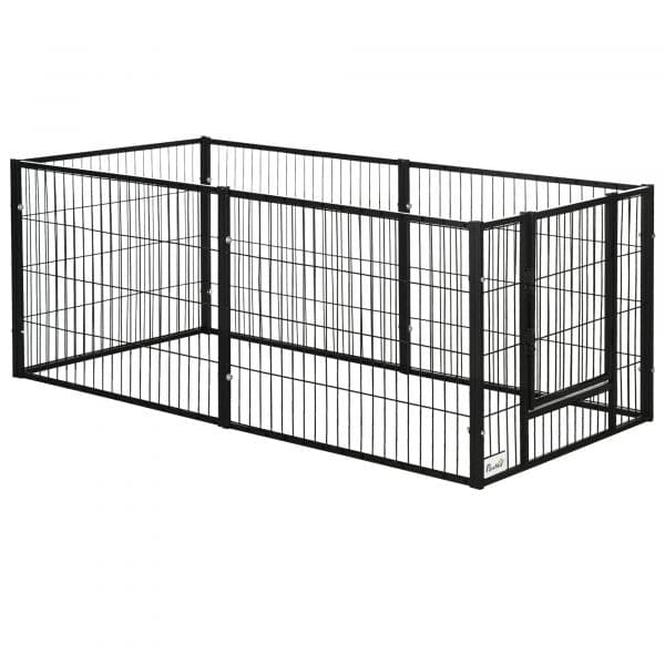Pawhut Parque de 6 Painéis com Largura Ajustável e Estrutura de Aço 82,5-150x79x61 cm Preto