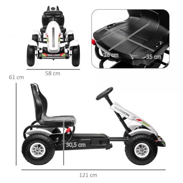 HomCom Kart a Pedais para Crianças 370-276V00WT Branco