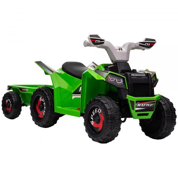 HomCom Quadriciclo Elétrico para Crianças com Reboque 370-277V90GN 6V Verde