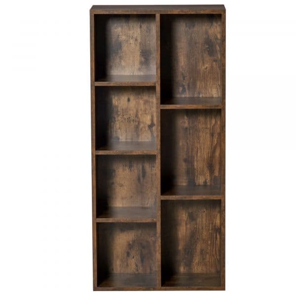 HomCom Estante para Livros Estante de Madeira com 7 Compartimentos de Armazenamento 50x24x106 cm Castanho Rústico - 836-367