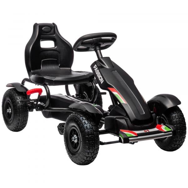 HomCom Kart a Pedais para Crianças com Assento Ajustável Pneus de Goma Travão de Mão para Crianças de 5-12 Anos 121x58x61 cm Branco