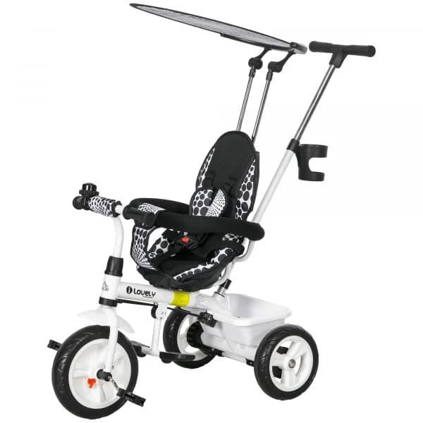 HomCom Triciclo Bebê 2 em 1 Evolutivo +12 Meses 370-025V01WT Branco