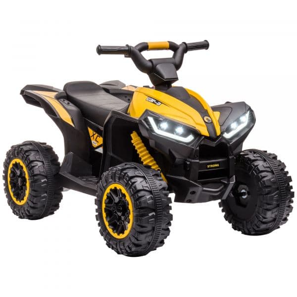 HomCom Quadriciclo Elétrico Crianças 3-5 Anos Veículo Elétrico Bateria 12V 2 Motores Segurança Diversão 83x53x55,5 cm 12V Amarelo