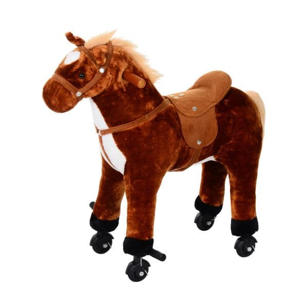HomCom Cavalo de Brinquedo para Crianças 65x28x75 cm Castanho +3A - 330-016BN