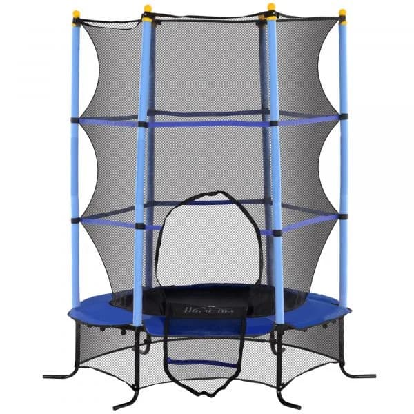 HOMCOM Trampolim para Crianças com Rede de Segurança e Estrutura de Aço para Interiores e Exteriores Carga 50 kg Ø163x190 cm Azul - 342-009V02BU Ø163x190 cm