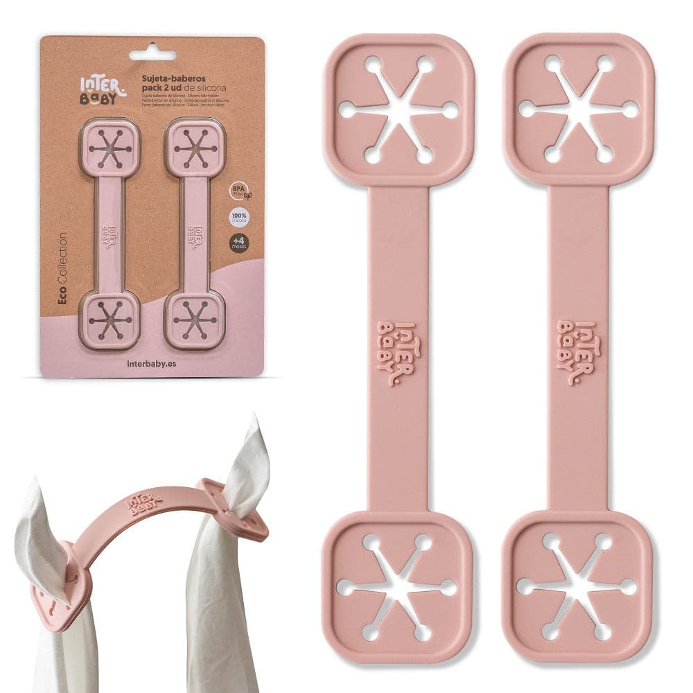 Interbaby Presilha para Babetes 2 Unidades de Silicone Rosa Escuro