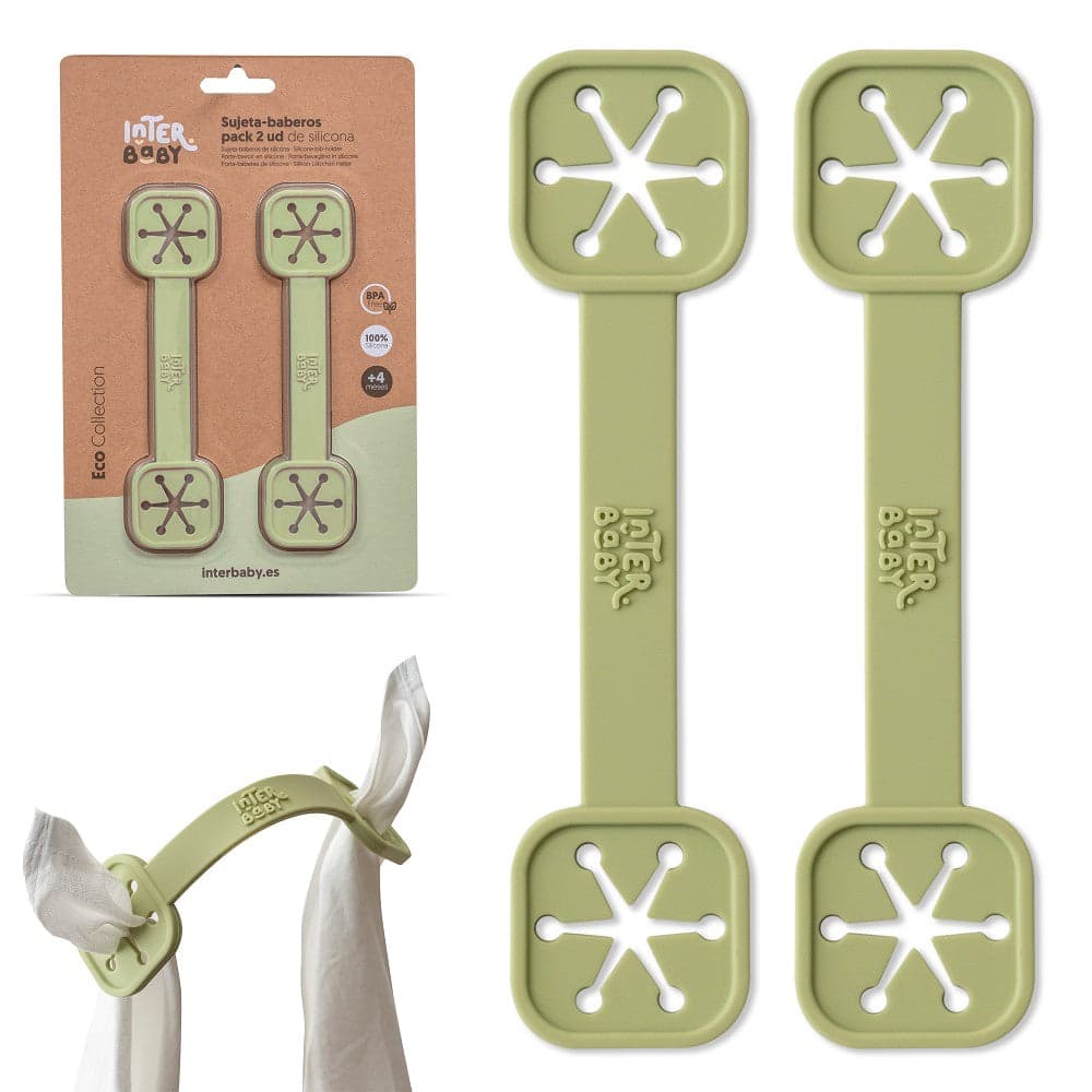 Interbaby Presilha para Babetes 2 Unidades de Silicone Verde Oliva
