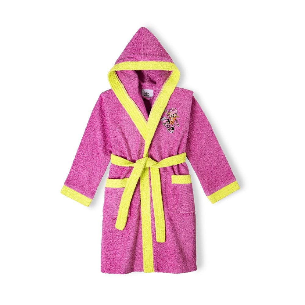 Interbaby Roupão de Banho 100% Terry Algodão T 10 12 Fucsia