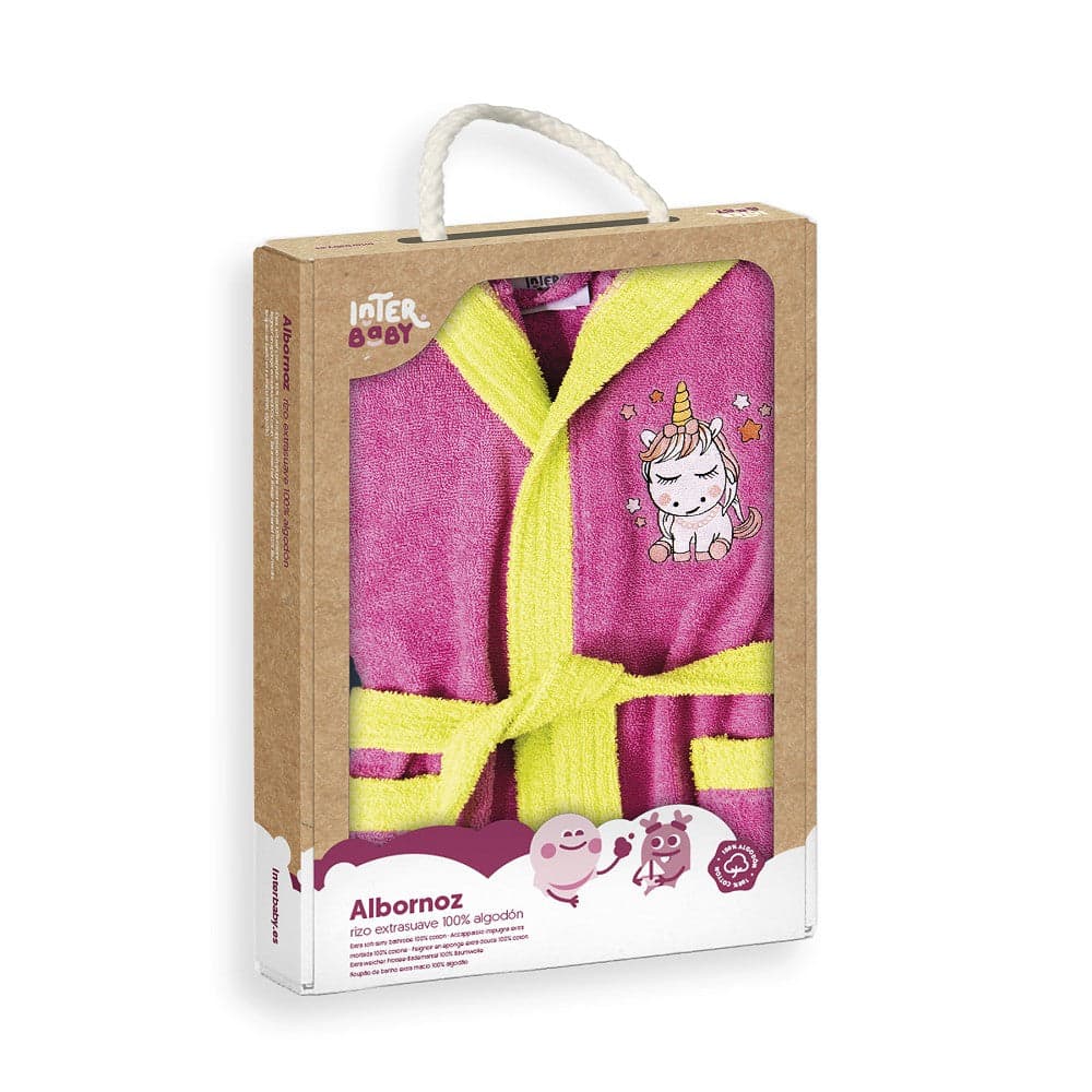 Roupão De Banho 100% Terry Algodão Em Caixa T 6 8 Fucsia Interbaby