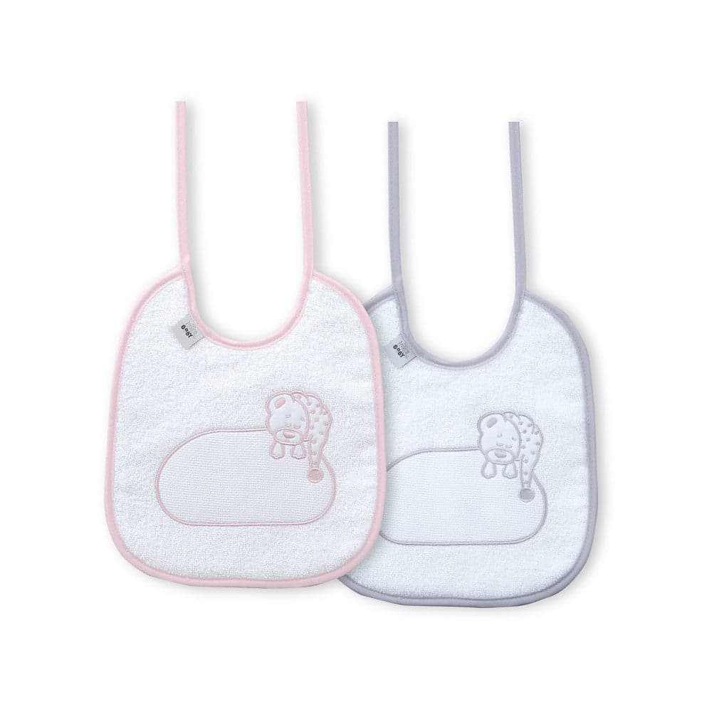 Babete (Pack 2 Unidades) 100% Algodão Cinza & Rosa B Interbaby