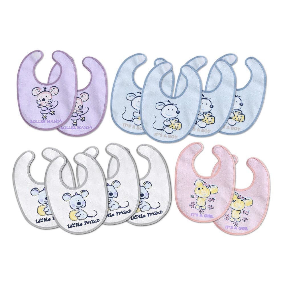 Babete Plastificado Terry Velcro 20X30 Pack 2 Unidades Azul Interbaby
