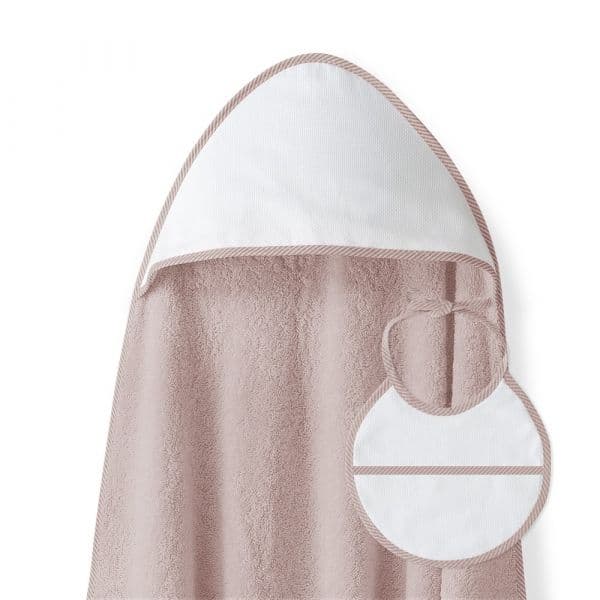 Interbaby Toalha de Banho 100X100 Algodão + Babete Punto de Cruz Rosa Escuro