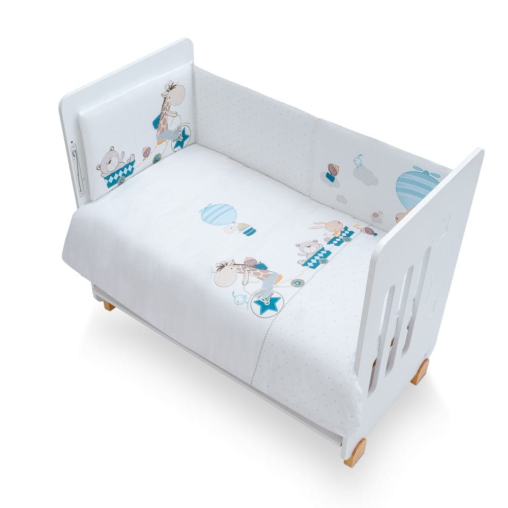 Conjunto 2 Pçs Amovivel (Colcha+Protetor De Cama) Jirafa Bicicleta Petrola Interbaby