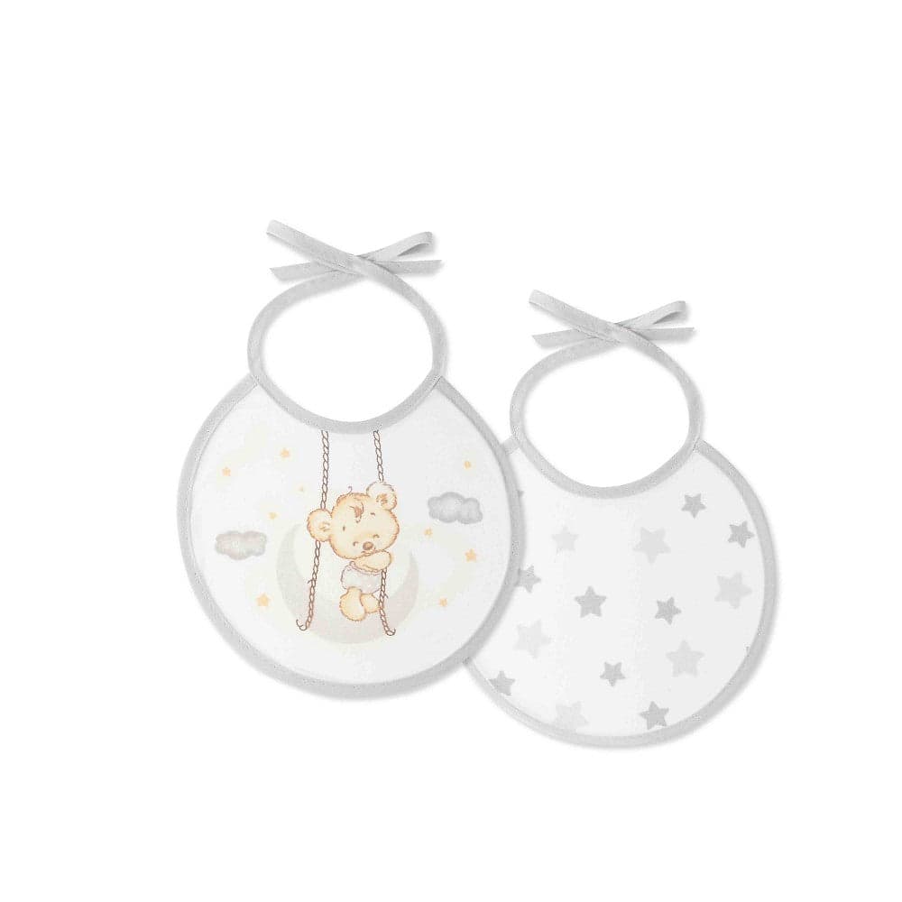 Pack 2 Babetes 20X20 Osito Luna Estrellas Cinza Interbaby