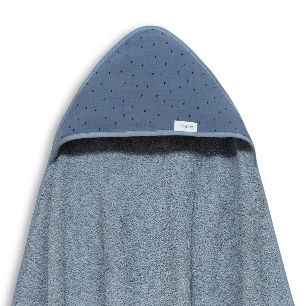 Toalha de banho 100X100 Algodão Muselina Puntos Azul escuro  Interbaby