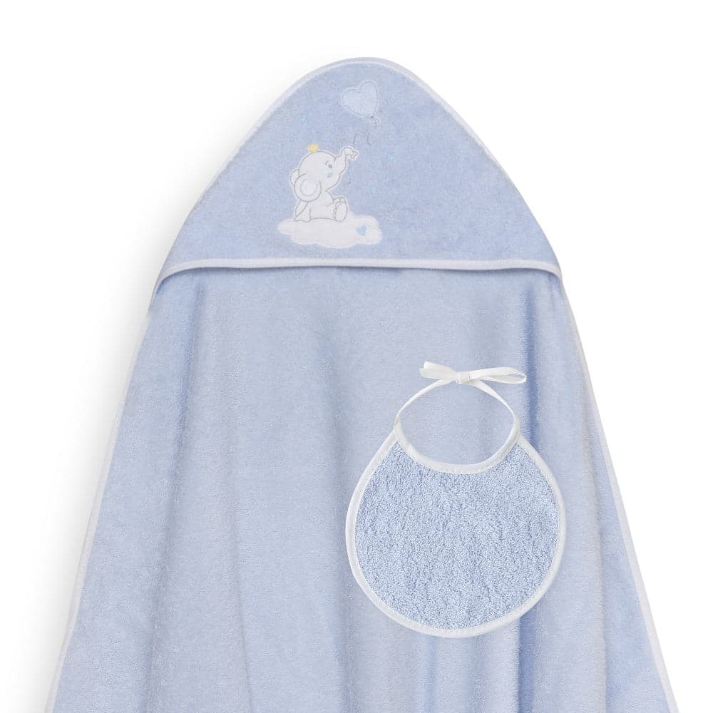 Interbaby Toalha de Banho 100X100 + Babete Globo Corazón Azul