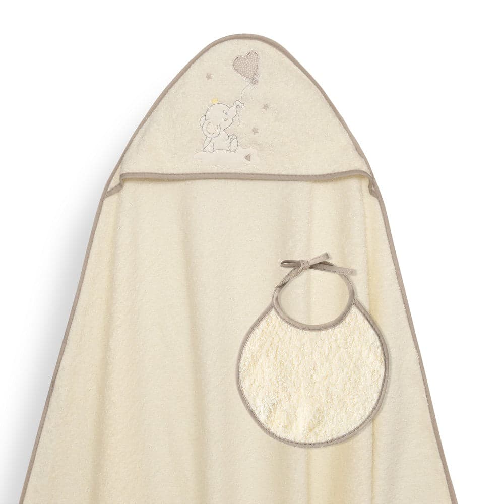 Interbaby Toalha de Banho 100X100 + Babete Globo Corazón Bege