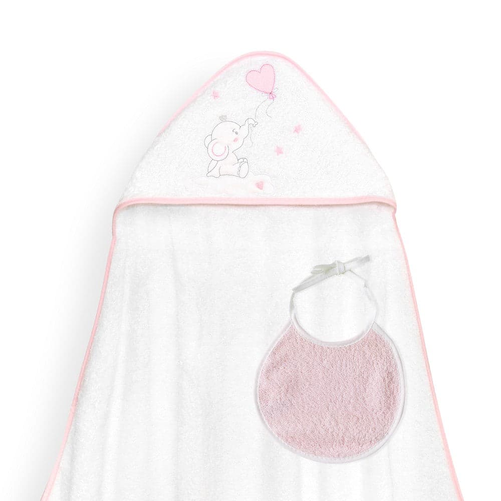 Interbaby Toalha de Banho 100X100 + Babete Globo Corazón Rosa