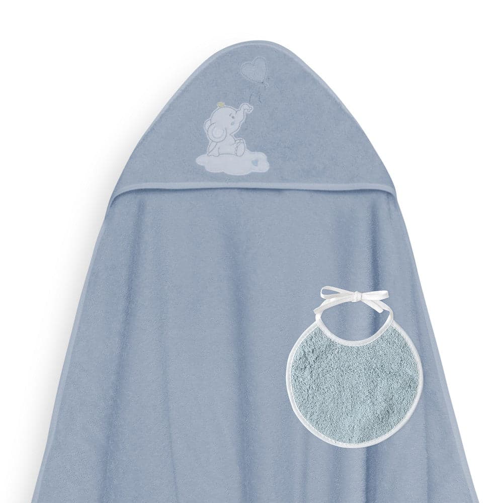 Interbaby Toalha de Banho 100X100 + Babete Globo Corazón Azul Escuro