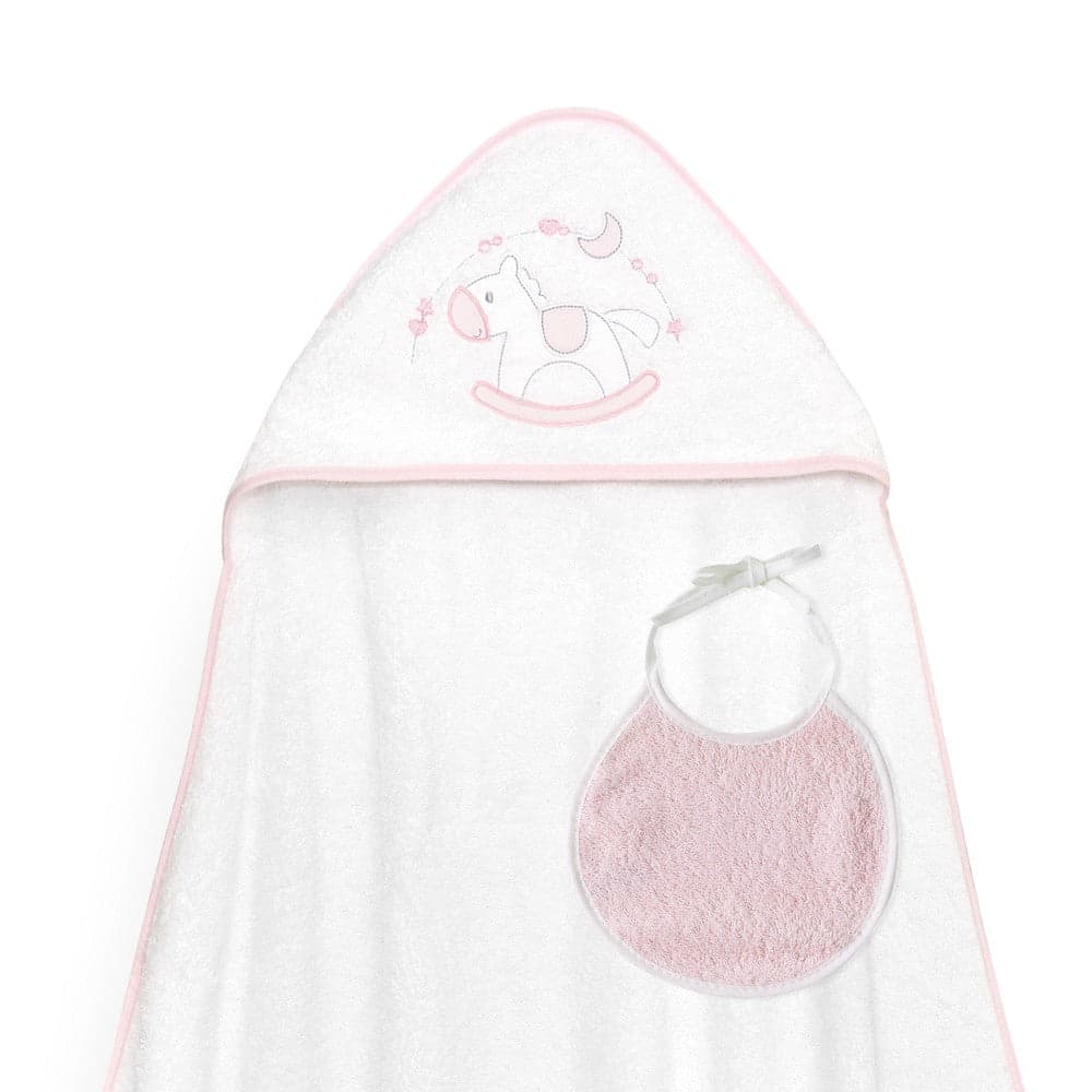 Interbaby Toalha de Banho 100X100 + Babete Caballito Rosa