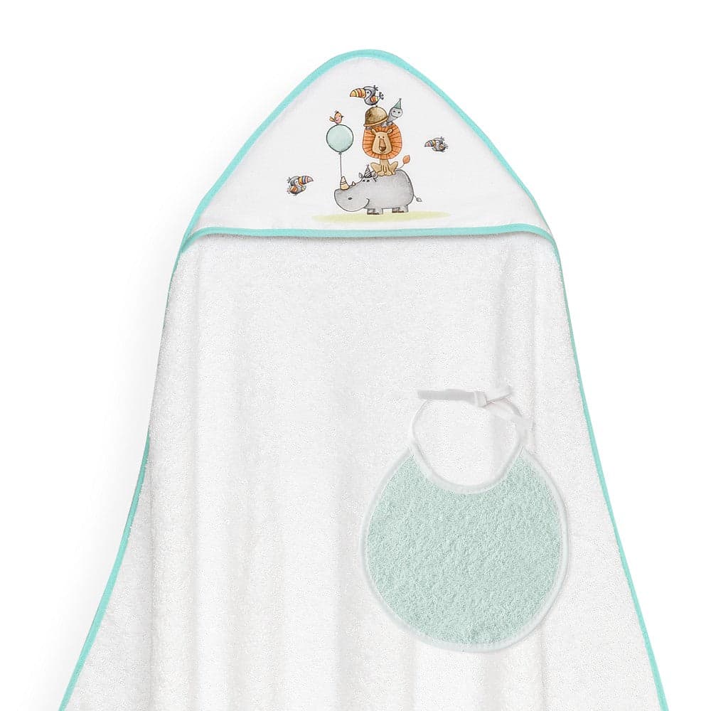 Interbaby Toalha de Banho 100X100 + Babete Rino Leon Verde