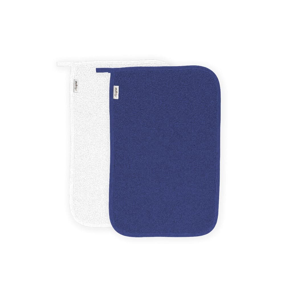 Conjunto 2 Toalha para Bebé Branco/Azul-Marinho Interbaby