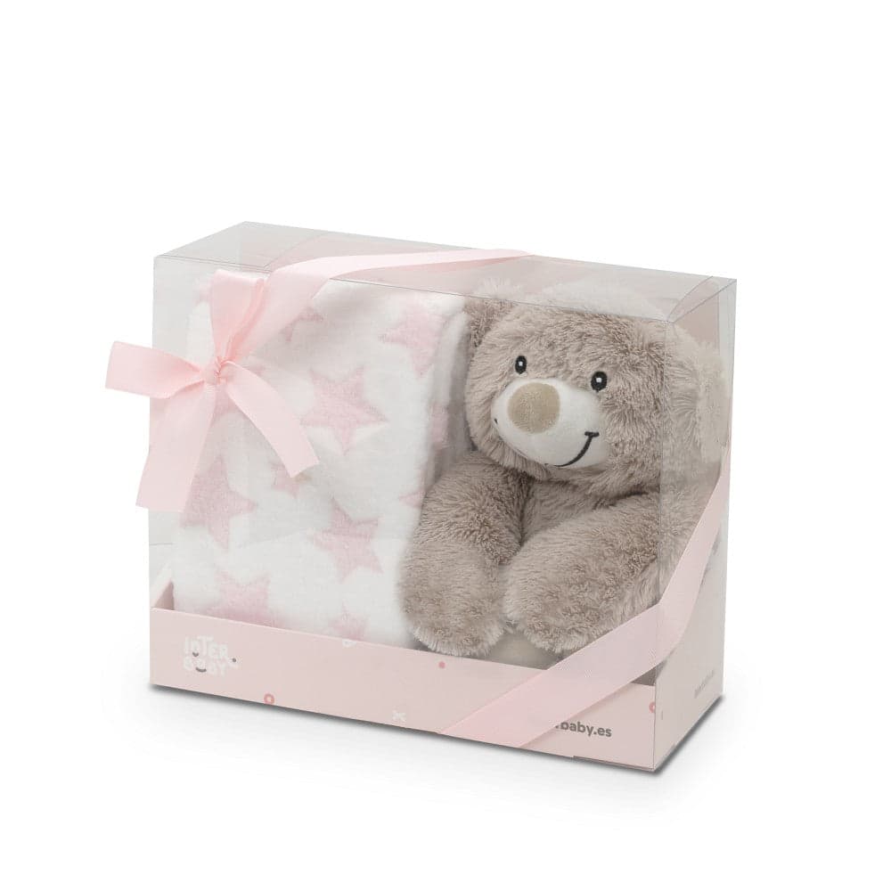 Conjunto Manta + Peluche Urso Estrela Rosa Interbaby