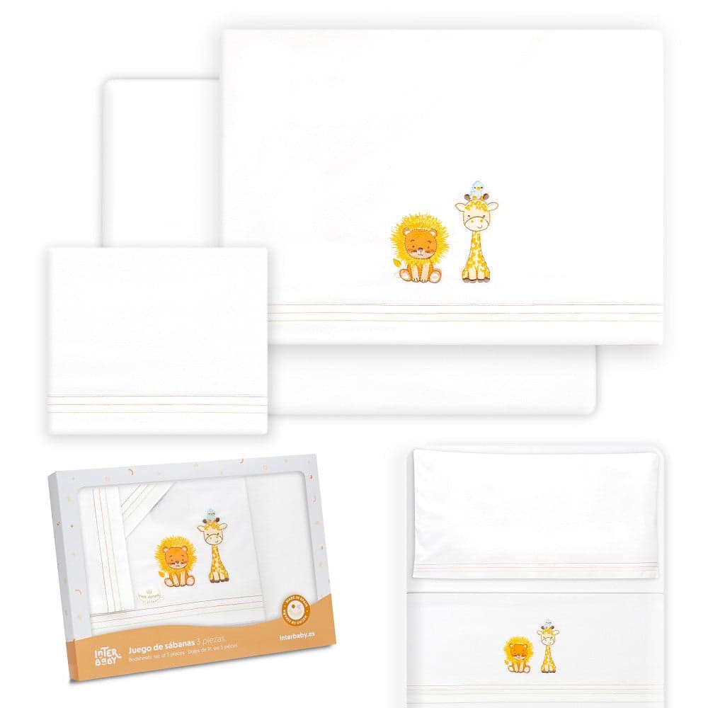 Conjunto para Berço Leão Girafa e Pássaro Branco Interbaby